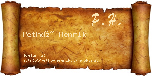 Pethő Henrik névjegykártya